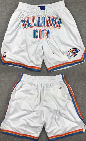 Mens Oklahoma City Thunder White Shorts->nba shorts->NBA Jersey